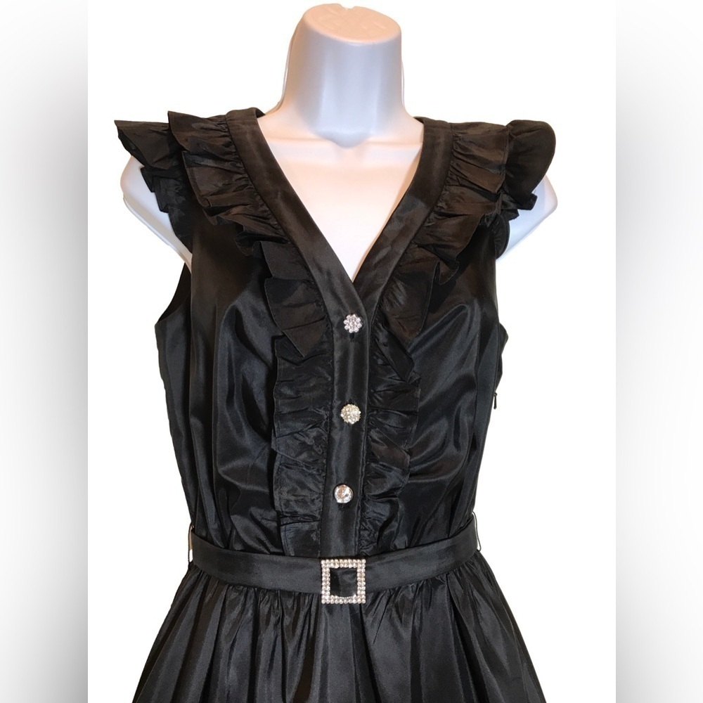 * SILK FORMAL COCKTAIL DRESS, DONNA RICCO, SZ 4, BLACK - Picture 2 of 10
